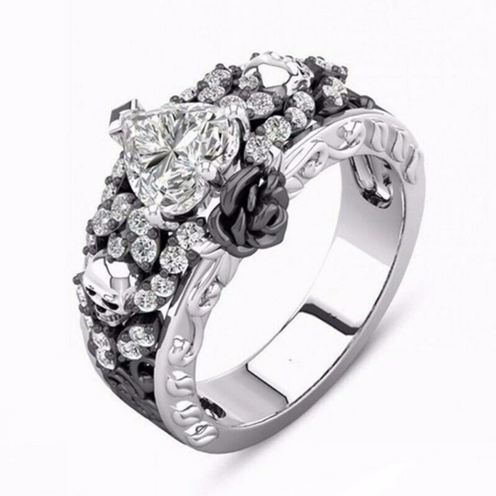 New Fashion  Heart 925 Silver  Sapphire Ring